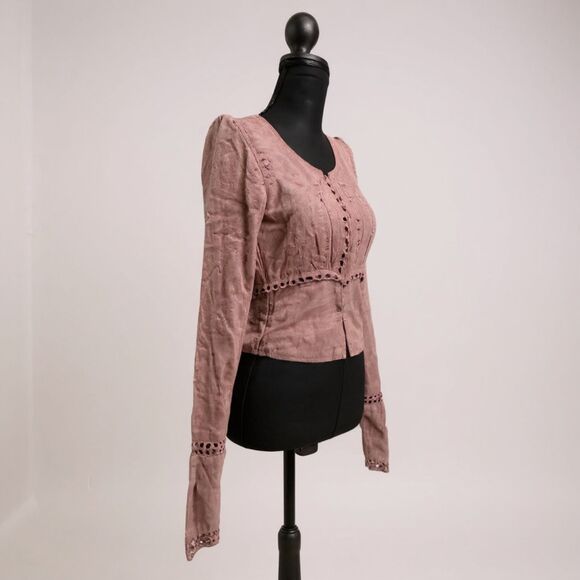 NWT Free People Joi Blouse Roan Rouge Size XS – Boho Peasant Top - Picture 4 of 5